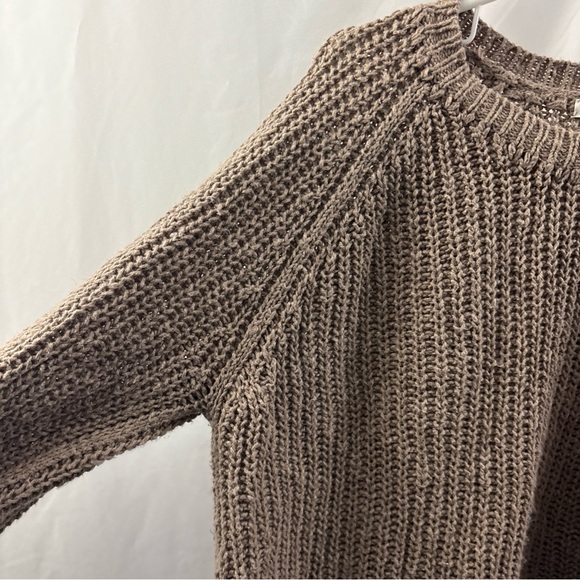 Madewell Sweater Womens Size Medium Cable Knit Cropped Crewneck Taupe - Picture 4 of 9